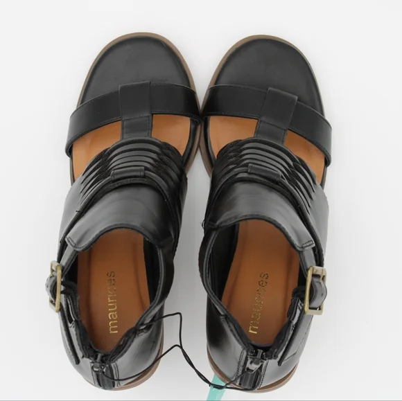 Women's Wedge Sandal, Black/Tan (Size 6.5, NWT) - Picture 2 of 10